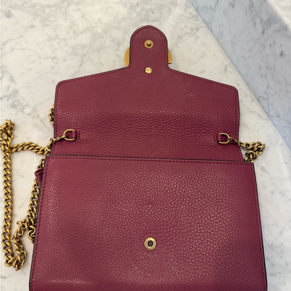 Gucci GG Marmont Wallet on Chain Crossbody Bag - Pink Pebbled Leather, Gold - Picture 5 of 6
